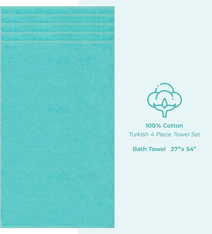 American Soft Linen Luxury 4 Piece Bath Towel Set, 600 GSM 100% Cotton Turkish - Image 5