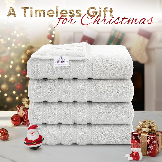 American Soft Linen Luxury 4 Piece Bath Towel Set, 600 GSM 100% Cotton Turkish - Image 2