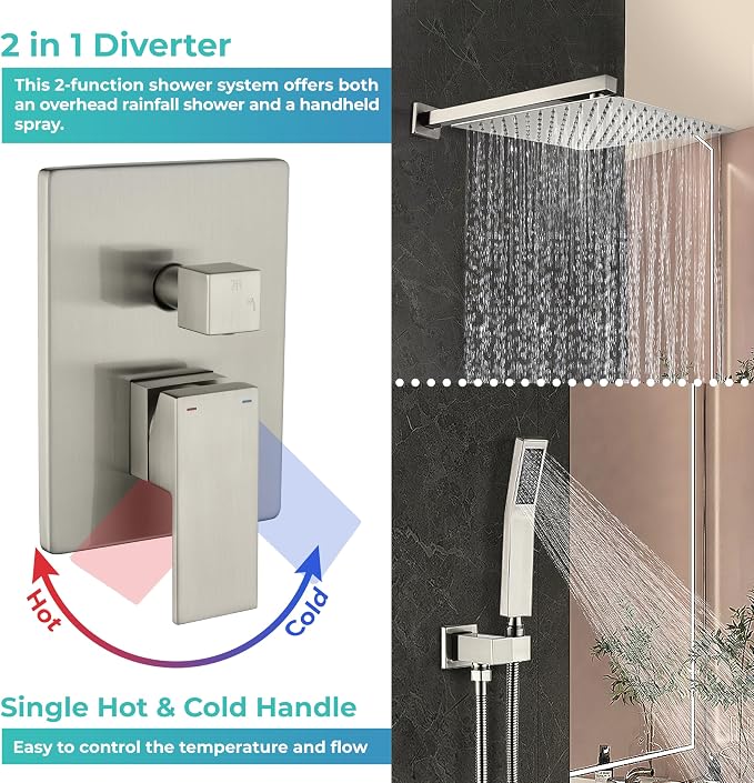 WELLFOR Wall Mounted Shower Faucet Set, Bathroom Showers Faucets, Shower System - Image 3