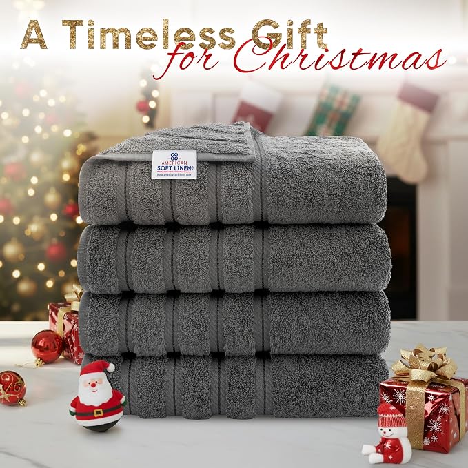 American Soft Linen Luxury 4 Piece Bath Towel Set, 600 GSM 100% Cotton Turkish - Image 2