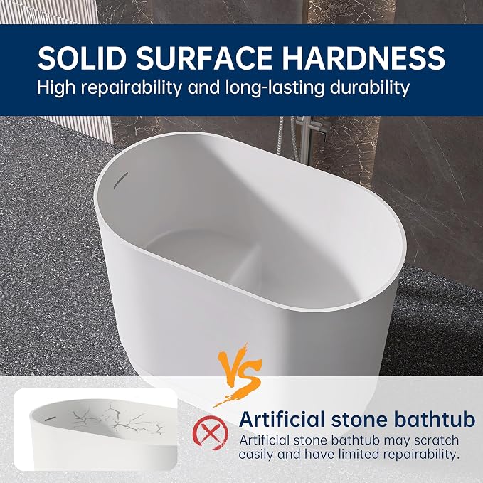 39" Stone Resin Janpanese Soaking Tub, Freestanding Deep Soaking Bathtub - Image 9