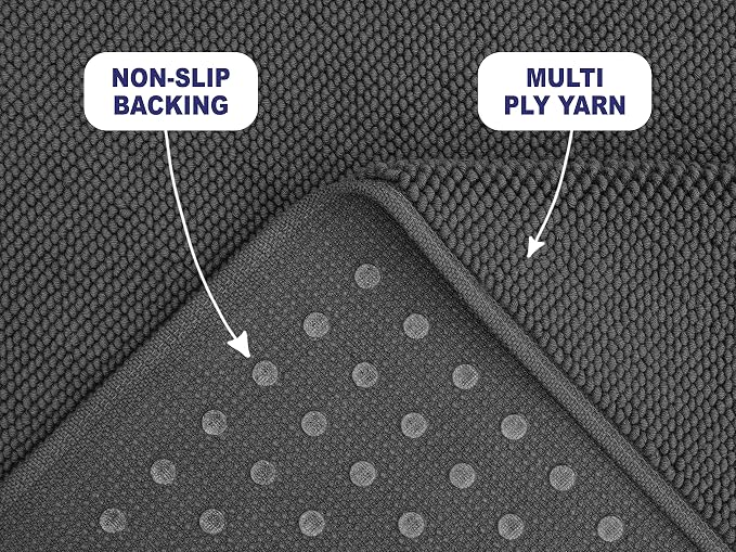 American Soft Linen Bath Rug, 17 in 24 in 100% Cotton Bath Mats Rugs - Image 2