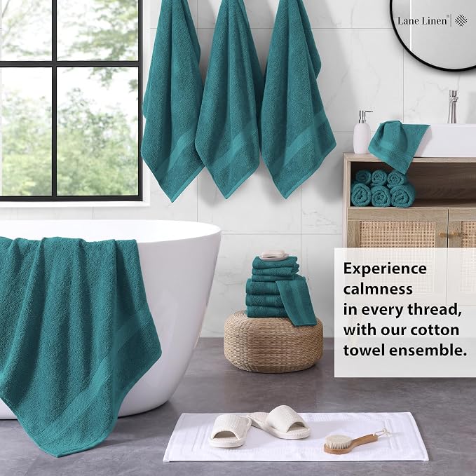 LANE LINEN 100% Ring Spun Cotton Bath Towel Set, 4 Shower Towels, 6 Hand Towels - Image 3
