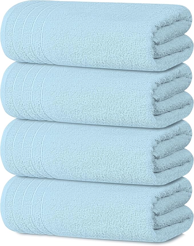 Tens Towels Pack of 4 Extra Large Bath Towels 30 x 60 Inches, 100% Cotton by TensTowels