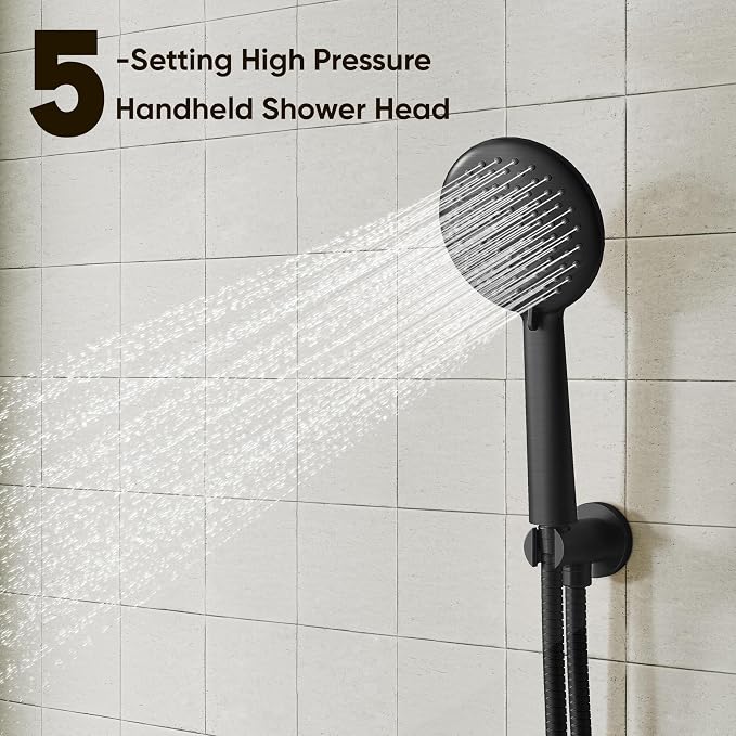 Gabrylly Shower System with Tub Spout, Matte Black - Image 5