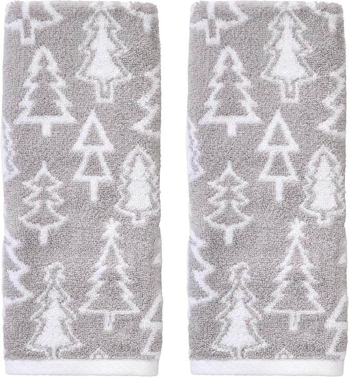 SKL Home Christmas/Winter Mod Tree 100% Cotton Premium 2-Piece Hand Towel Set by SKLHomebySaturdayKnightLtd