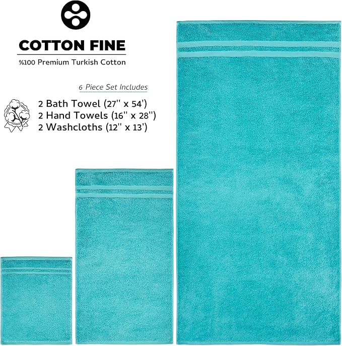 Premium 6 Piece Towel Set, 2 Bath Towel, 2 Hand Towels, 2 Washcloths, 100% - Image 5