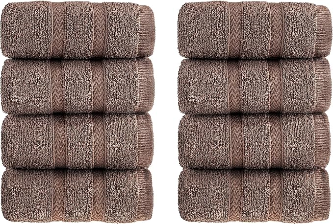 HALLEY Turkish 8 Pack Premium Washcloths 650 GSM Highly Absorbent Super Soft by HALLEY-TurkishCottonTowels
