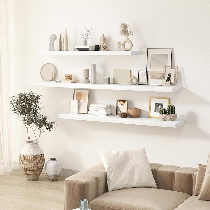 White Floating Shelves Wall Shelf 48 Inch, 8 Inch Deep Floating Shelf - Image 6