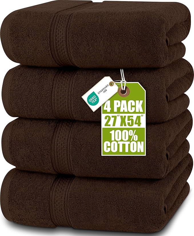 Utopia Towels 4 Pack Premium Bath Towels Set, 27 by 54 Inches, 100% Ring Spun by UTOPIATOWELS