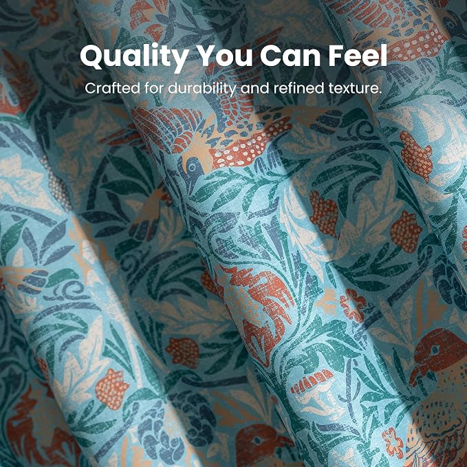 SLEEP ZONE Blue Garden Shower Curtain Waterproof Curtains - Image 3