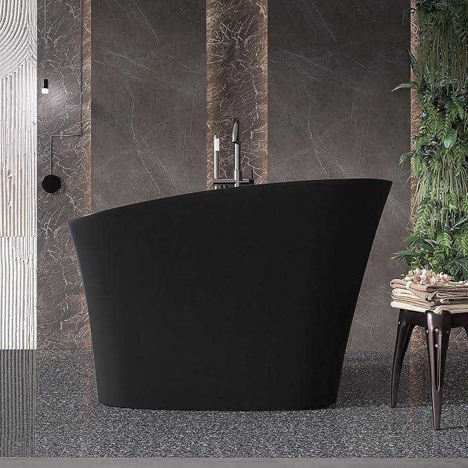 51'' Japanese Soaking Tub Freestanding Bathtub Resin Stone Bathtubs Deep - Image 2