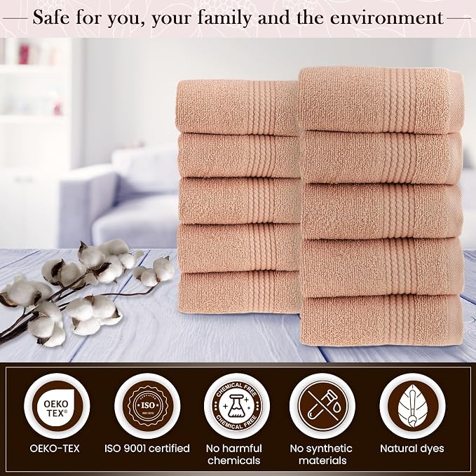 HALLEY Turkish Cotton Towels Washcloths Super Soft Highly Absorbent 100% Cotton - Image 4