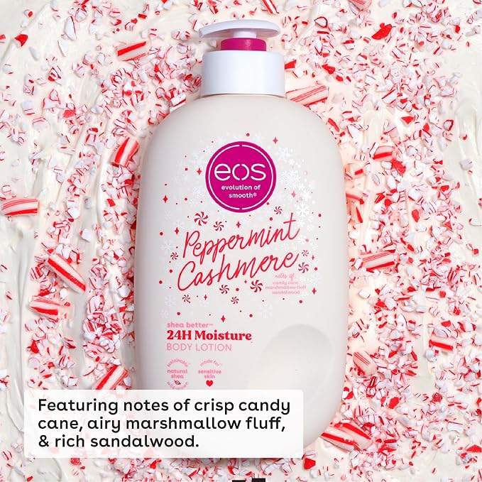 eos Shea Better Holiday Body Lotion, Peppermint Cashmere, Limited Edition Skin - Image 2