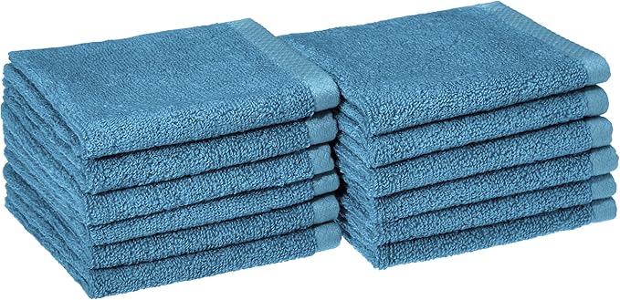 Amazon Basics Cotton Washcloths, Lake Blue by AmazonBasics