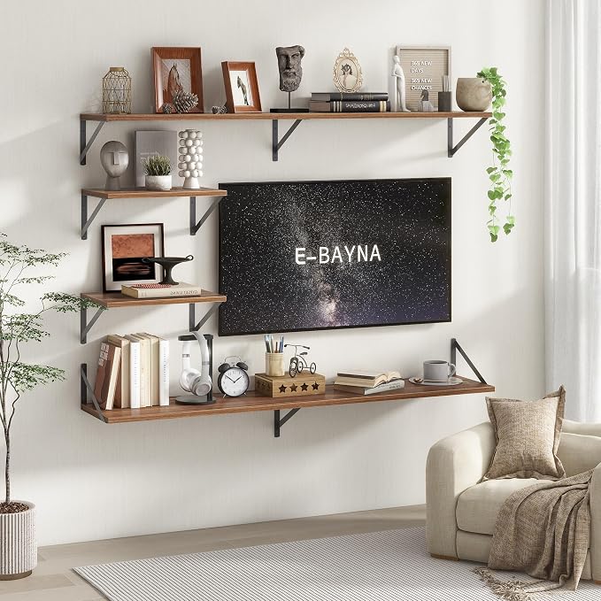 Floating Shelves 48 Inch Long, Walnut Wall Shelves 48 x 10, Wide Large Display - Image 6