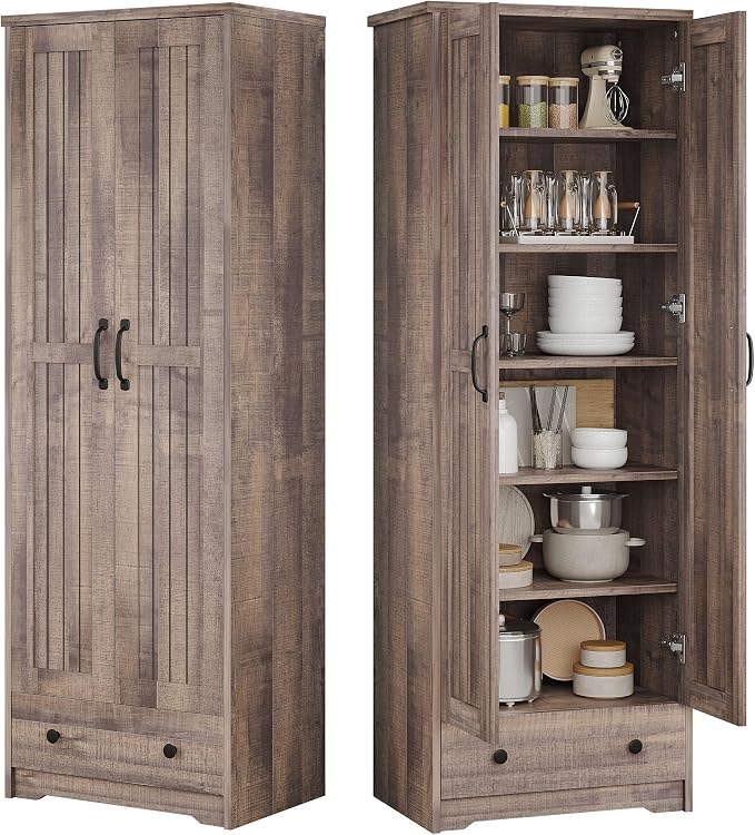 70" Tall Storage Cabinets, Large Wood Storage Pantry Cabinet by Decofy