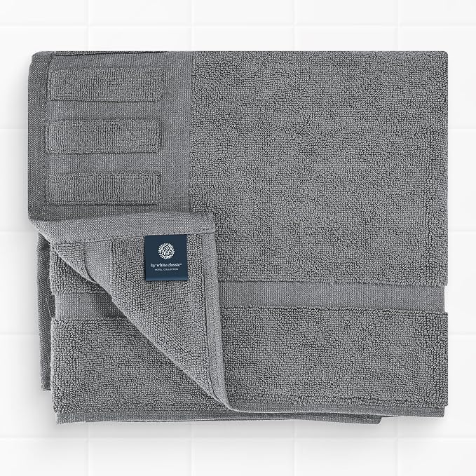 White Classic Luxury Bath Mat Floor Towel Set - Image 6