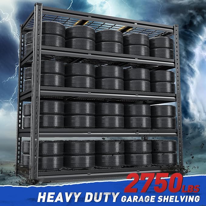 REIBII 48" W Garage Shelving, 5-Tier Wire Shelving Load 2750LBS, Adjustable - Image 4