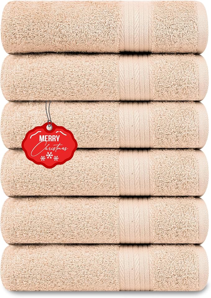 Ample Decor Hand Towel 18 X 28 Inch Pack of 6 600 GSM 100% Cotton, Oeko Tex by AmpleDecor
