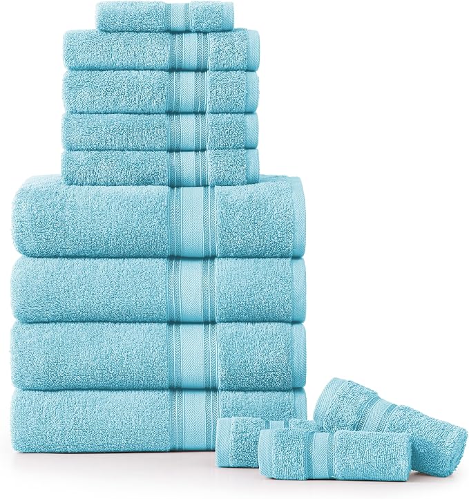 LANE LINEN Luxury Towel Set for Bathroom – 12-Pack 100% Cotton, Zero Twist by LaneLinen