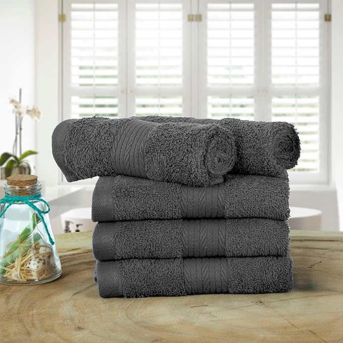 Ample Decor Washcloths Pack of 5 12 X 12 Inch, 600 GSM 100% Cotton Soft - Image 2