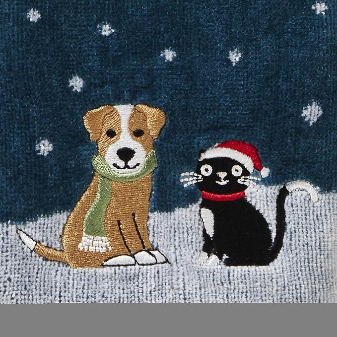 SKL Home Christmas/Winter Cat & Dog Hand Towel 2pc Set - Image 2