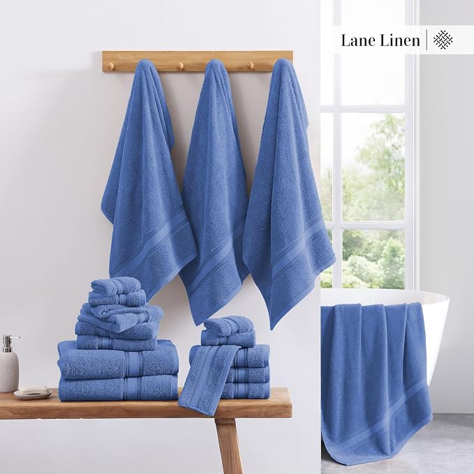 LANE LINEN Premium Bath Towel Set of 12 – 100% Cotton, 4 Bath, 4 Hand Towels & - Image 5