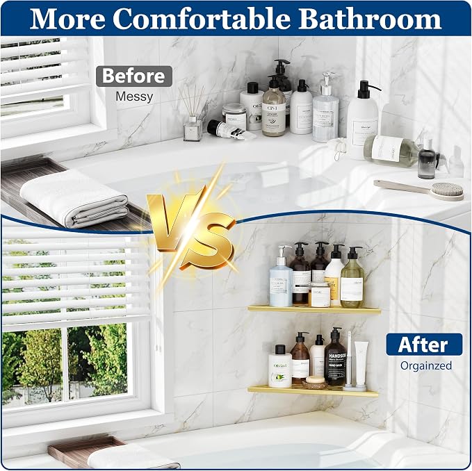 Corner Shower Shelves, 12” Recessed Tile Shower Shelf, 304 Stainless Steel - Image 6