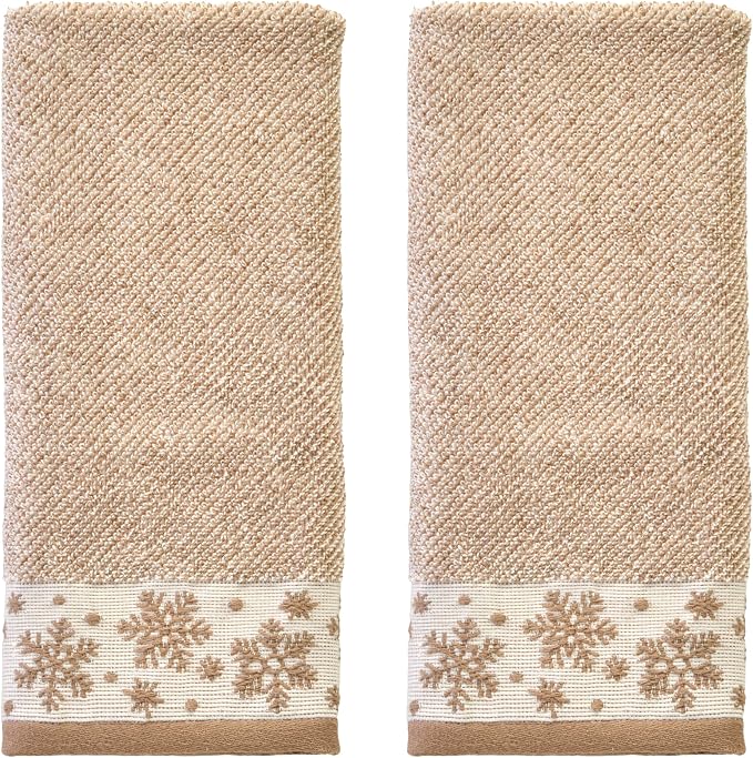 SKL Home Christmas/Winter Heather Snowflake 100% Cotton Premium 2-Piece Hand by SKLHomebySaturdayKnightLtd