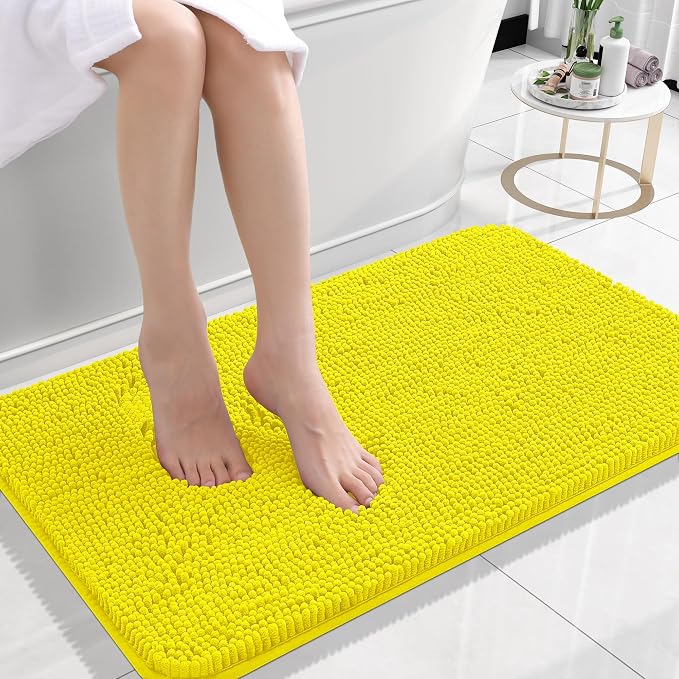 OLANLY Bathroom Rugs 24x16, Extra Soft Absorbent Chenille Bath Rugs, Rubber - Image 2