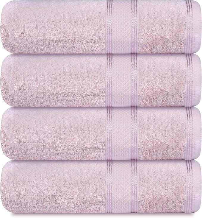 Casa Lino Blush Pink Bath Towels Set of 4 by CASALINO