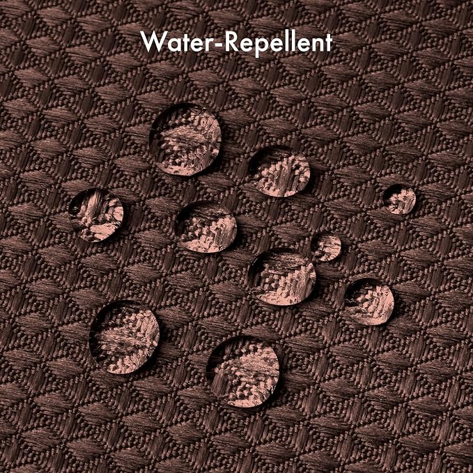 AmazerBath Brown Shower Curtain Waffle Textured, Fabric Shower Curtain Thick - Image 5