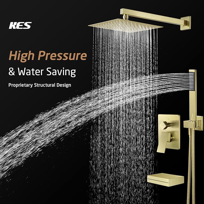 KES Bath Shower Faucet Set Tub and Shower Faucet Set Rain Shower Head - Image 2