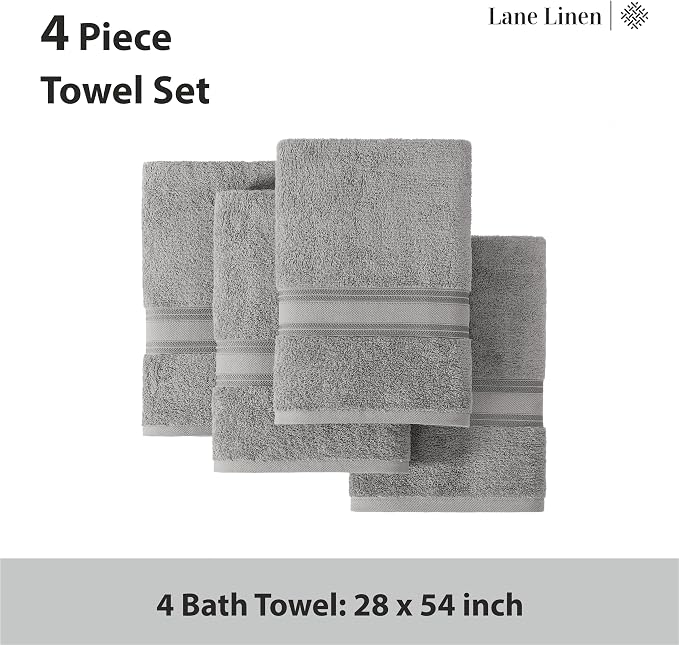 LANE LINEN 100% Cotton Bath Towels Set of 4 - Image 4