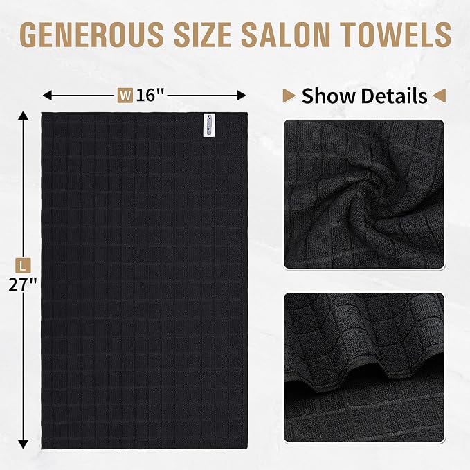 HOMERHYME Salon Towels, 12 Pack Black Hand Towels - Image 2