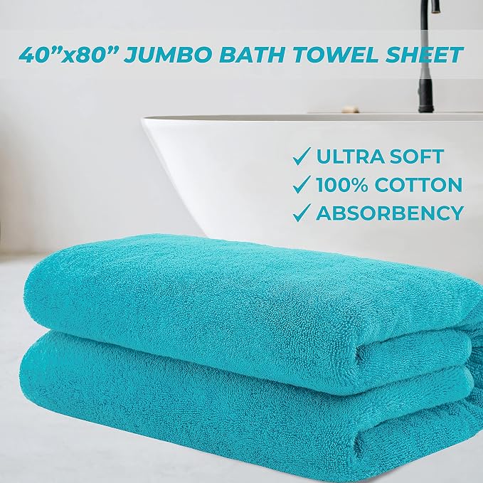 Cotton Paradise 100% Cotton 40x80 Oversized Bath Sheet, Extra Large Turkish - Image 2