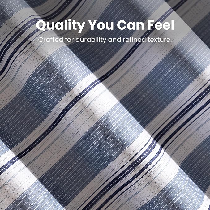 SLEEP ZONE Grey Striped Shower Curtain Waterproof Curtains - Image 3