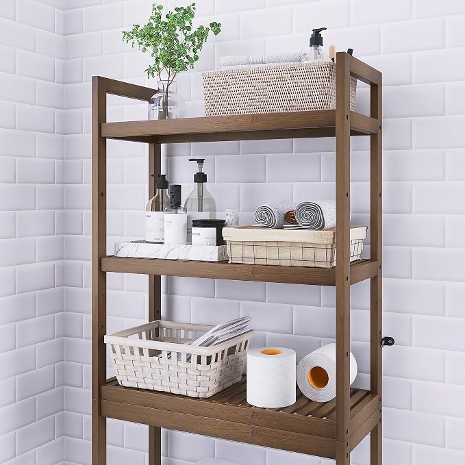 SMIBUY Bathroom Storage Shelf, Bamboo Over-The-Toilet Organizer Rack, - Image 8