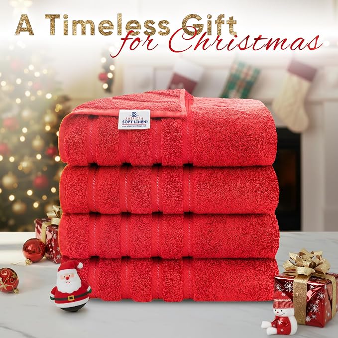 American Soft Linen Luxury 4 Piece Bath Towel Set, 600 GSM 100% Cotton Turkish - Image 2