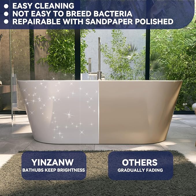 64" Acrylic Free Standing Tub, Stand Alone Tub, Freestanding Bathtub, Soaking - Image 5