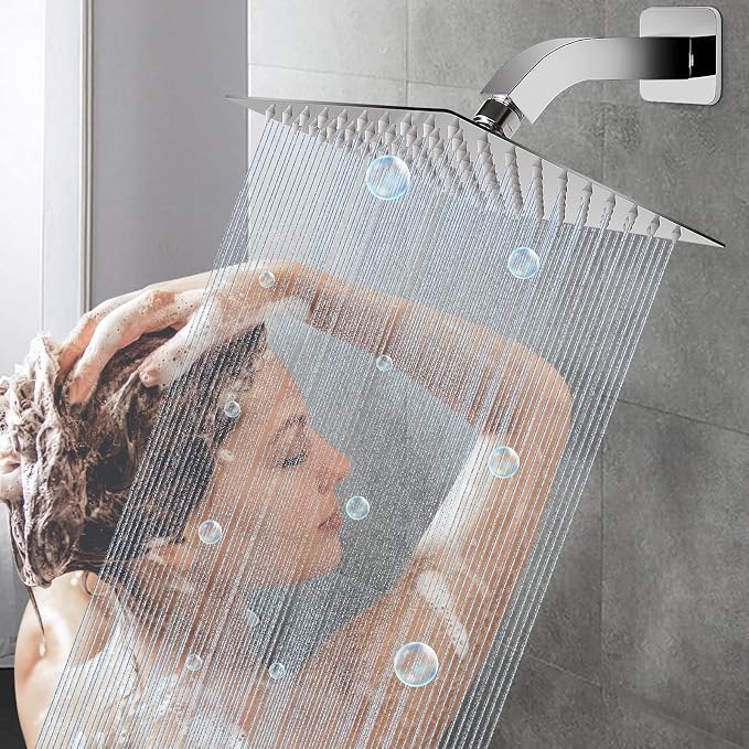 HarJue Shower Arm with Flange and Teflon Tape, Wall Mounted Square Shower Pipe - Image 6