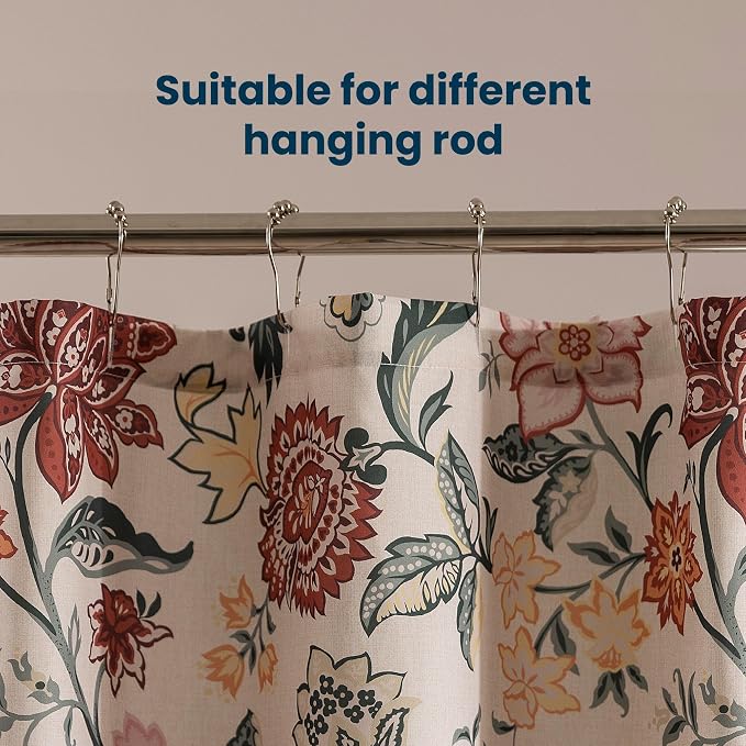 SLEEP ZONE Red Blossom Shower Curtain Waterproof Curtains - Image 5