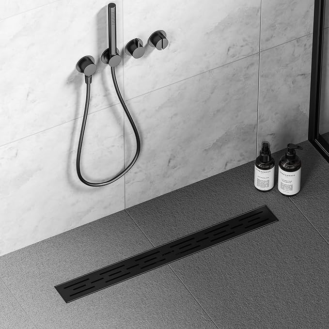 Neodrain 24 in Matte Black Linear Shower Drain, Rectangular Linear Drain - Image 3