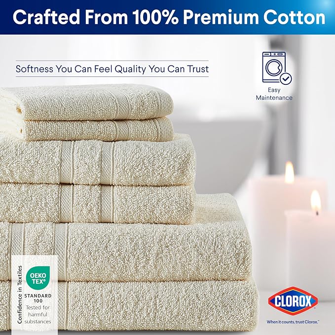 Clorox Bleach Friendly Towels, Quick Dry, 100% Cotton Bath Towels, Highly - Image 5