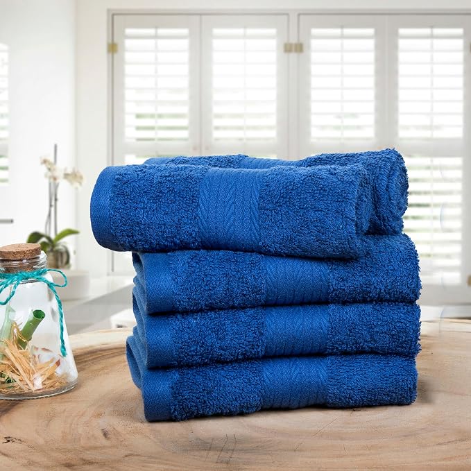 Ample Decor Washcloths Set of 5 12 X 12 Inch 100% Cotton 600 GSM, Soft - Image 2