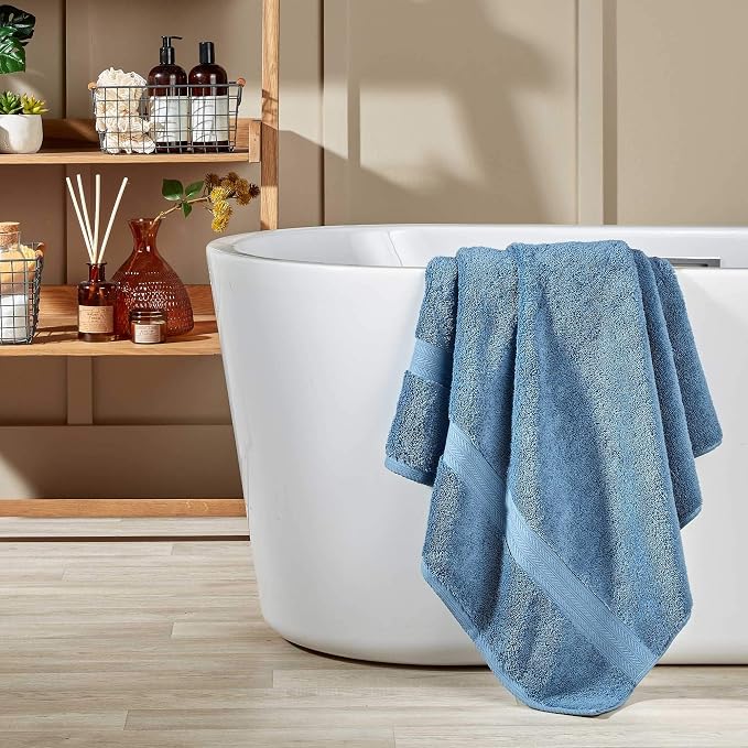 Christy Renaissance 4 Piece Blue Towel Set | 100% Egyptian Cotton | Luxury - Image 5