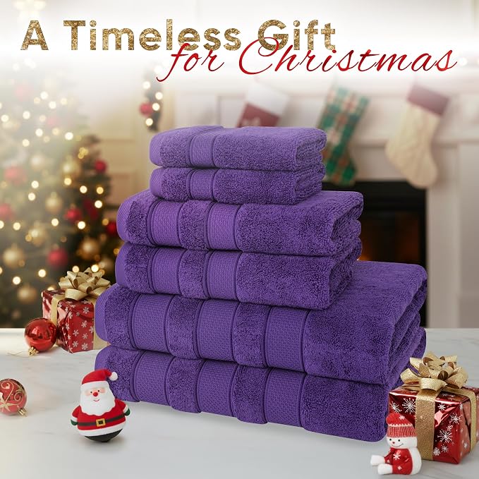 American Soft Linen Salem Turkish Bath Towel Set, 100% Cotton 600 GSM 6 Piece - Image 2