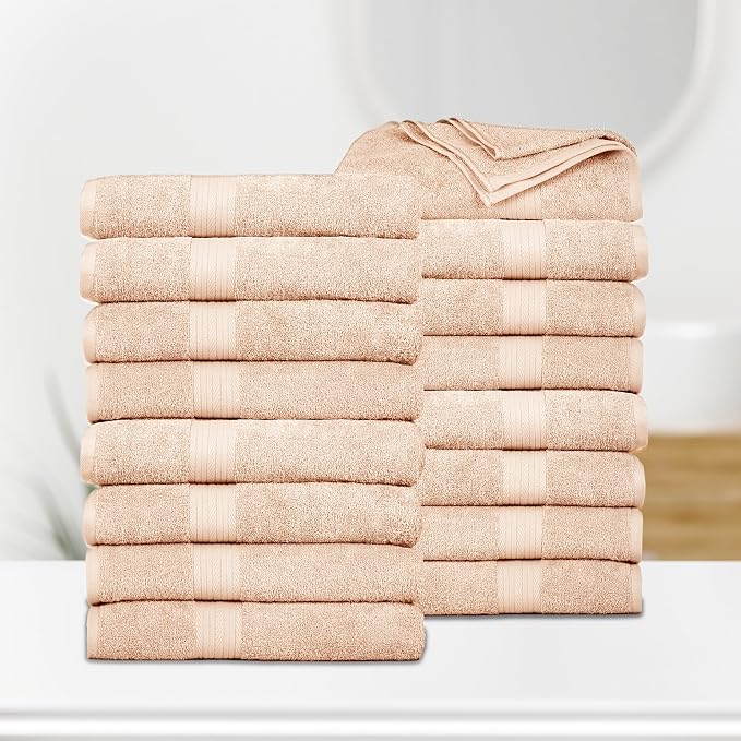Ample Decor Bath Towels Pack of 16 600 GSM 100% Cotton, Absorbent Soft Premium - Image 2