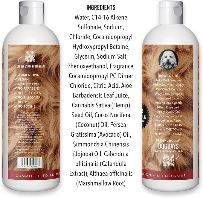Pride and Groom DogDays Curly + Wavy Grooming Shampoo | Tearless, All-Natural - Image 8